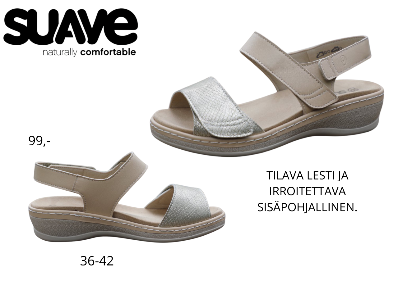 Suave-sandaali, leveälestinen malli tarrakiinnityksellä